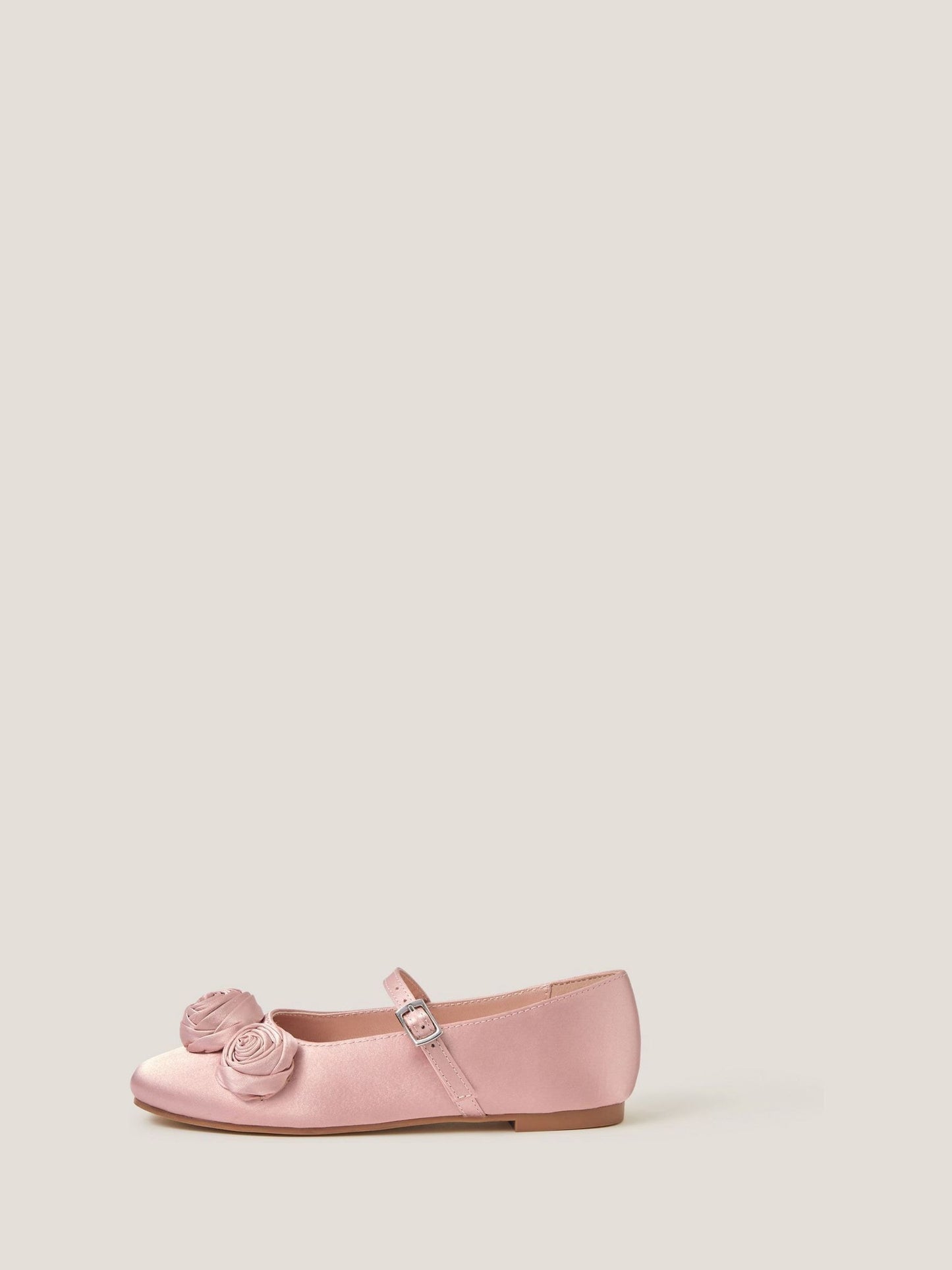 Monsoon Pink Rosette Satin Ballet Flats image 3