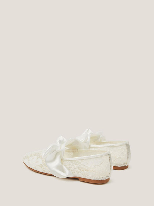 Dsiney Kidz - Monsoon Cream Communion Lace Bow Ballet Flats image 2