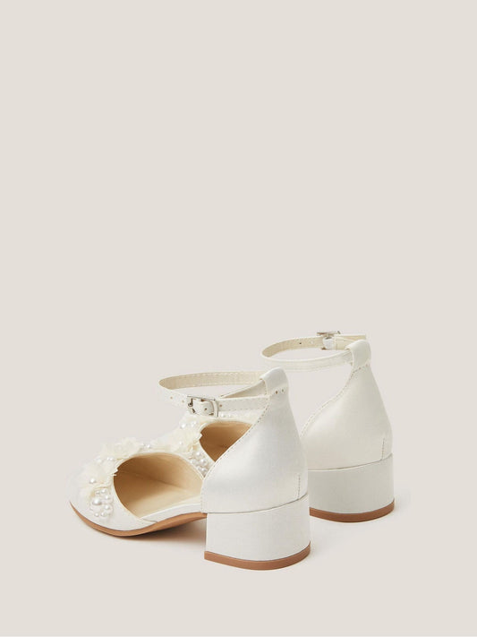 Dsiney Kidz - Monsoon Cream Communion Flower Embellished Closed Toe Heels image 2