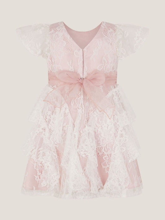 Dsiney Kidz - Monsoon Pink Baby Joanie Ruffle Lace Dress image 2