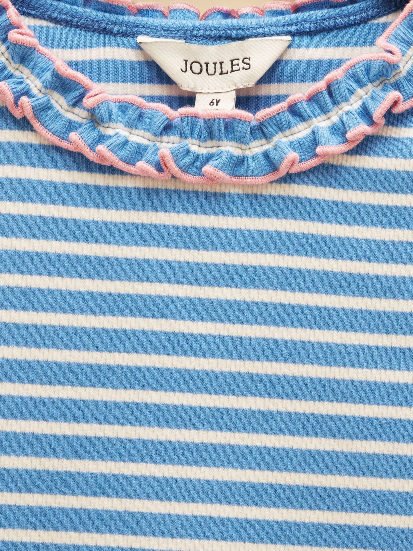 Dsiney Kidz - Joules Girls' Sophie Cream & Blue Striped Long Sleeve Ribbed Top image 4