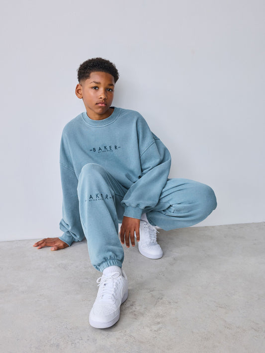 Baker by Ted Baker Blue Oversized Washed Sweatshirt and Joggers Set image 2