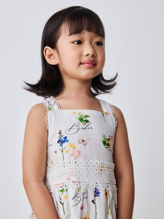Dsiney Kidz - Baker by Ted Baker Linen Blend Floral Print Tiered Dress image 2
