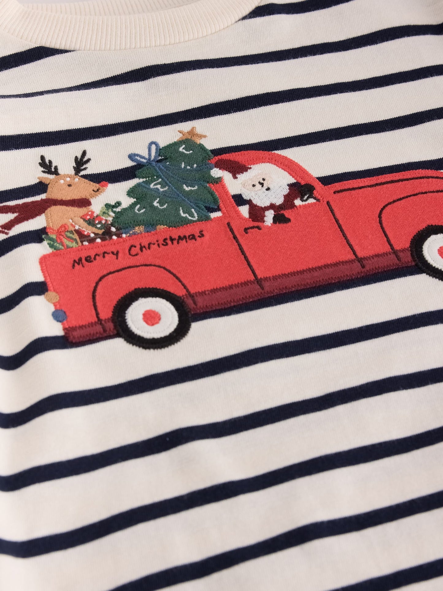 Dsiney Kidz - Navy/White Stripe Applique Santa Car Long Sleeve Christmas T-Shirt (3mths-7yrs) image 7