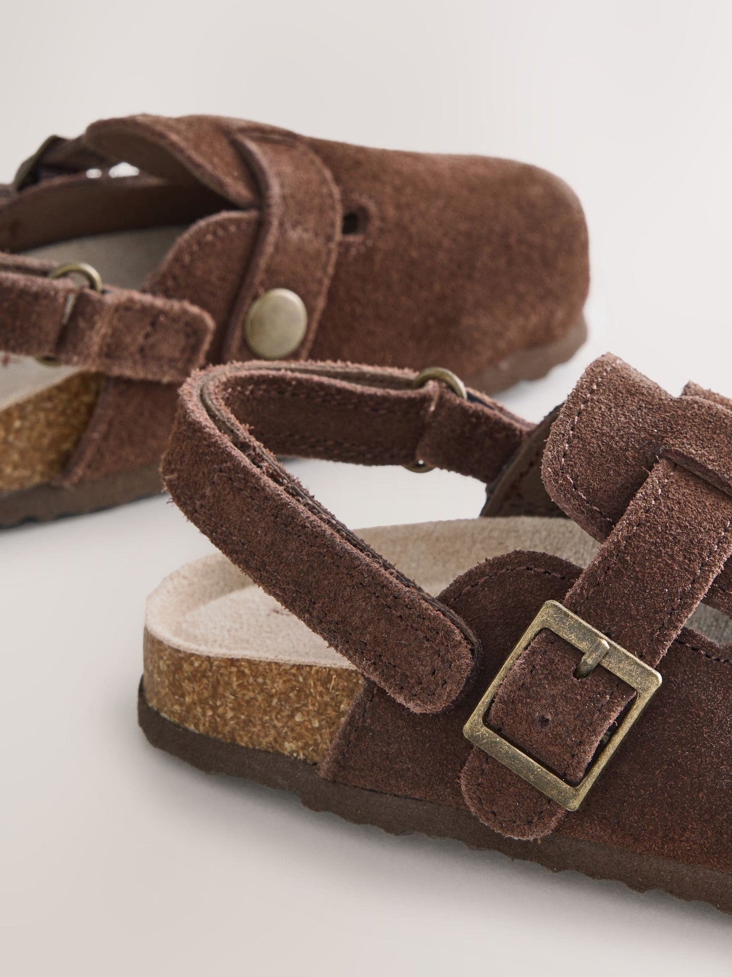 Chocolate Brown Leather Cushioned Footbed Clogs image 5