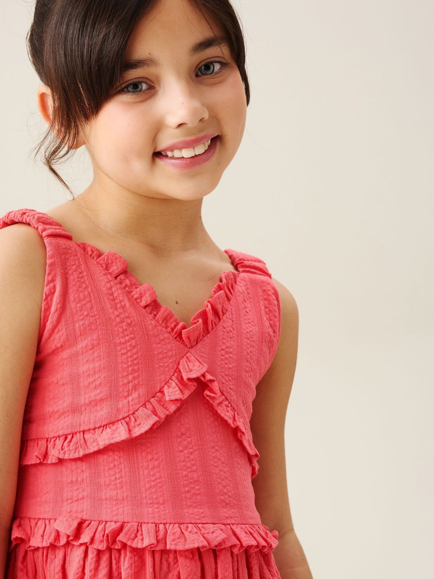 Angel & Rocket Pink Marie Coral Tiered Frill Dress image 6