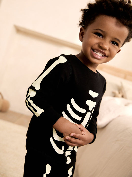 Dsiney Kidz - Black Glow in the Dark Skeleton Halloween Pyjamas (9mths-12yrs) image 2