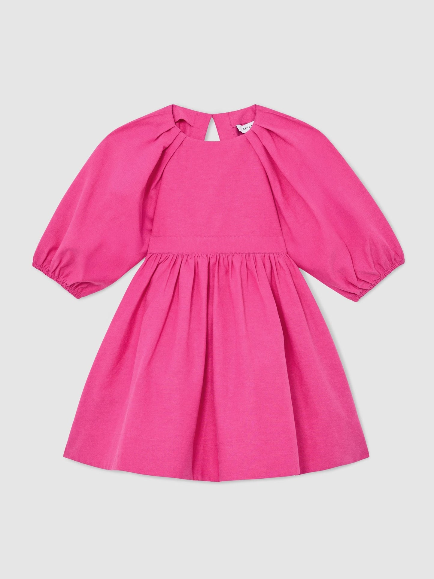 Reiss Pink Mandy 13-14 yrs Puff-Sleeve Cut-Out Back Dress image 1