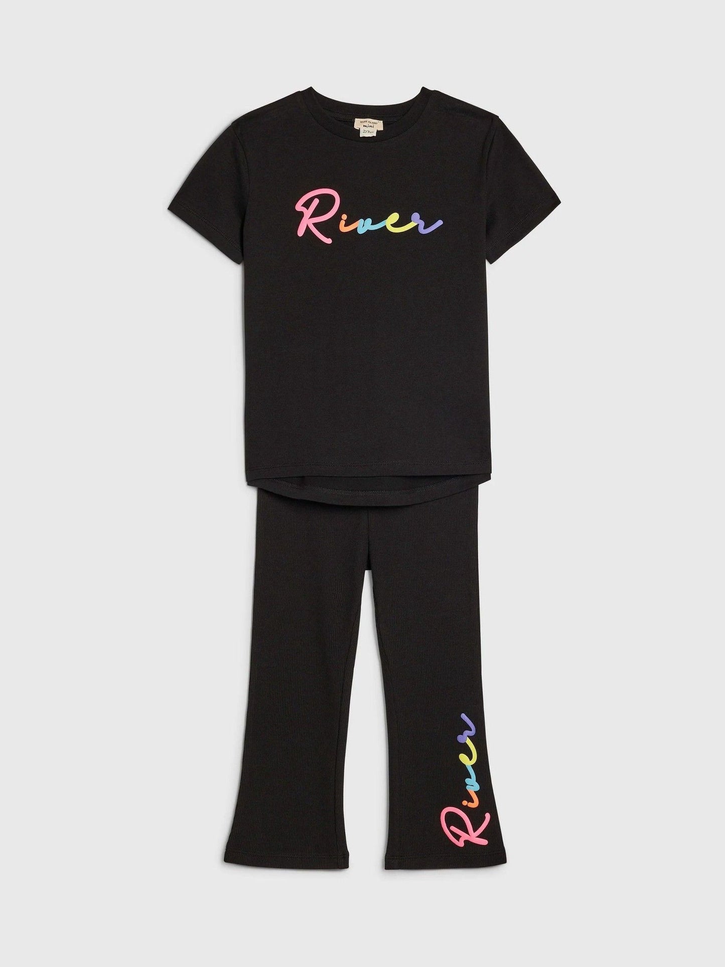 River Island Black River T-Shirt & Kickflare Set image 3