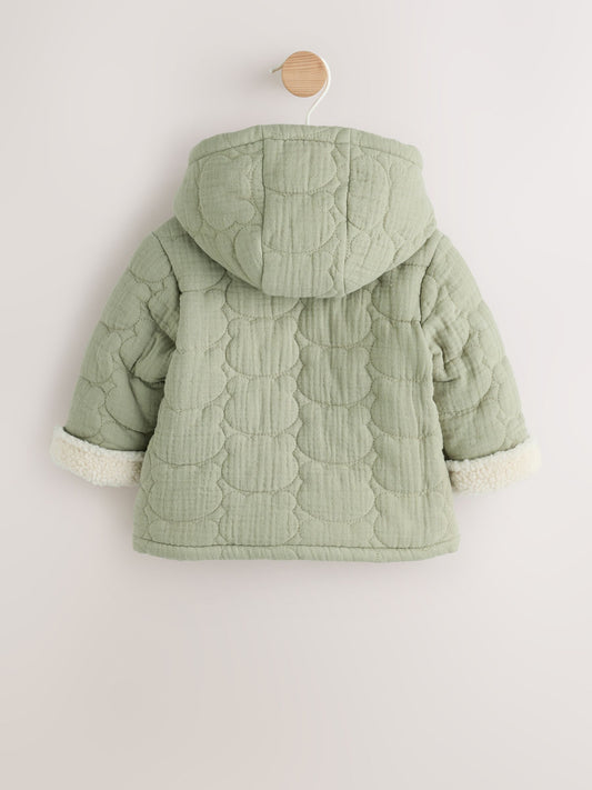 Dsiney Kidz - Sage Green Crinkle Bear Face Quilted Baby Jacket (0mths-2yrs) image 2