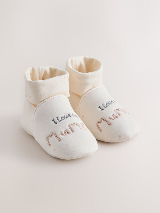 Neutral I Love my Mummy / Daddy Sock Top Bootie 2 Pack (0-18mths) image 2