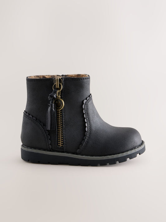 Dsiney Kidz - Black Wide Fit (G) Chelsea Zip Tassel Ankle Boots image 2