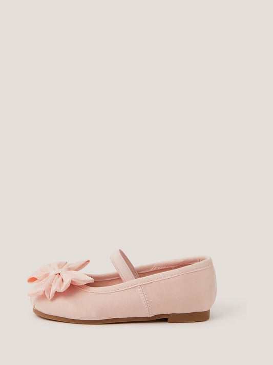 Dsiney Kidz - Monsoon Pink Baby Bow Satin Walker Shoes image 2