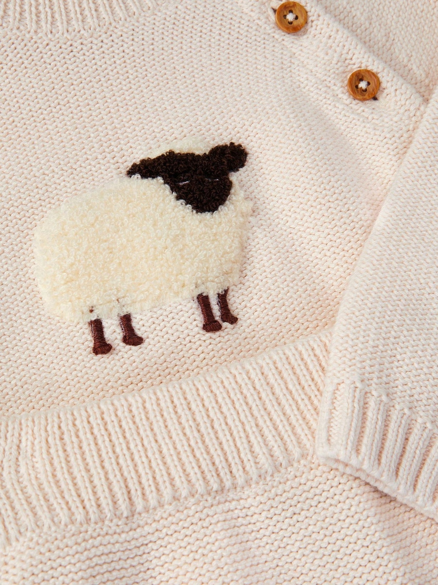 Monsoon Cream Newborn Sheep Jumper & Knit Joggers Set image 3