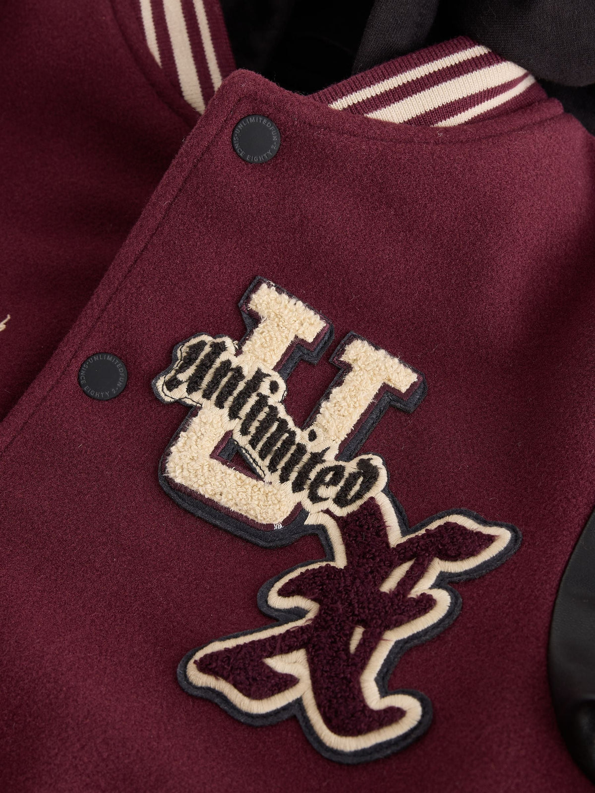 Burgundy Red Varsity Faux Leather Hooded Jacket (6-16yrs) - image 10