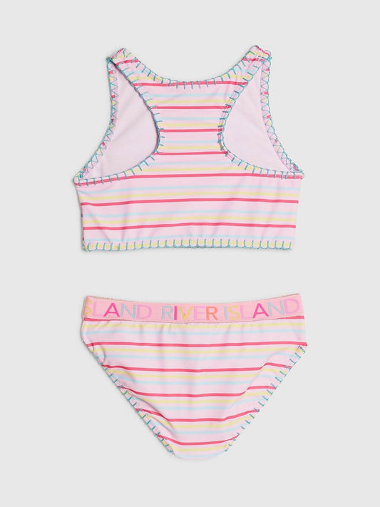 Dsiney Kidz - River Island Pink Orchid Logo Stripe Bikini image 2