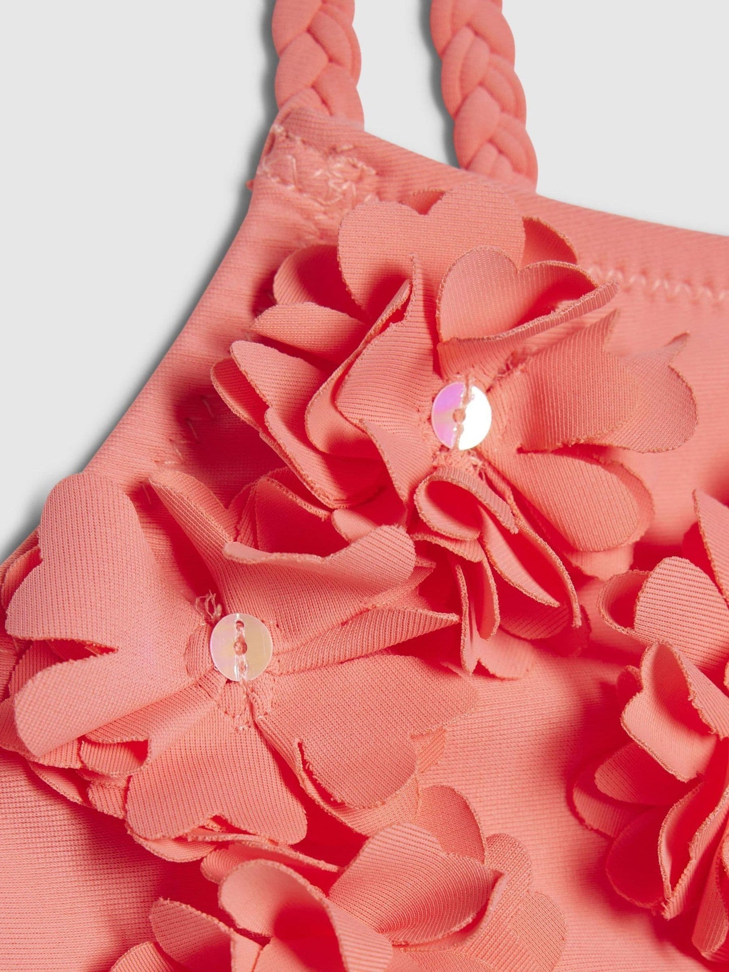 River Island Coral Pink 3D Flower Swimsuit image 4