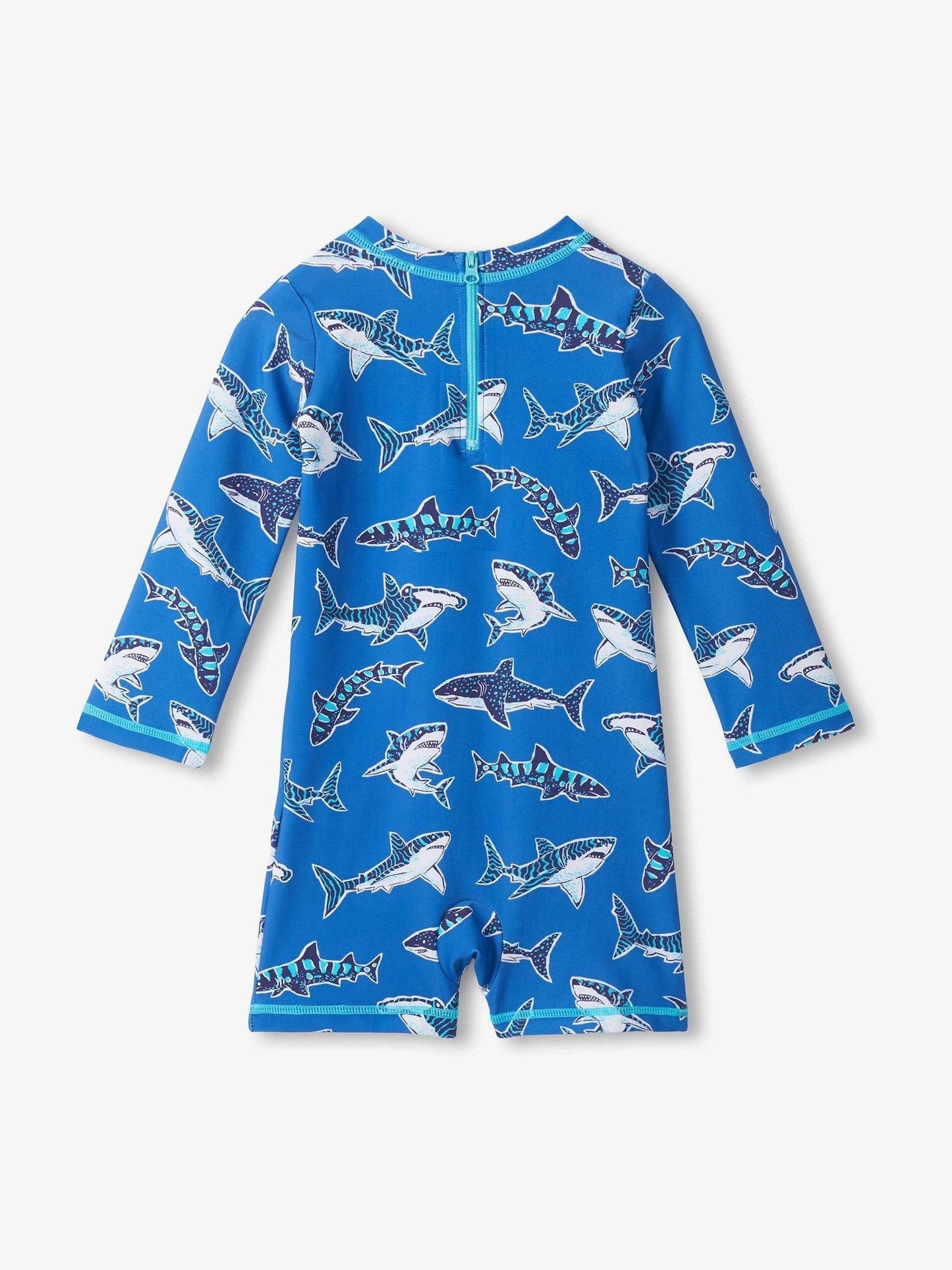 Hatley Blue Patterned Sharks Sun Protection Swimsuit image 2