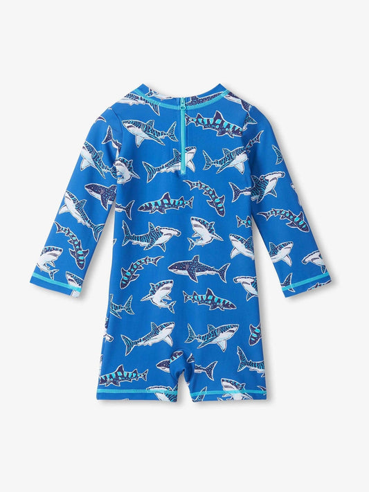 Hatley Blue Patterned Sharks Sun Protection Swimsuit image 2