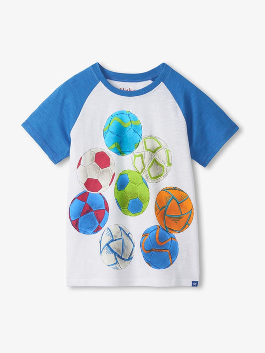 Hatley White Soccer Balls Raglan T-Shirt And Shorts Set image 2