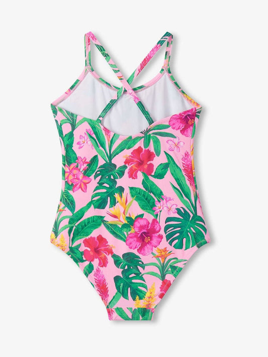 Dsiney Kidz - Hatley Pink Tropical Flowers Ruched Front Swimsuit image 2