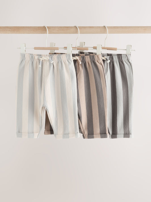 Grey/Cream Stripe Baby Straight Leg Joggers 3 Pack (0mths-2yrs) - image 1