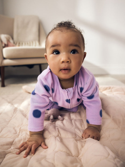 Purple/Pink Two Way Zip Micro Fleece Sleepsuits 2 Pack image 2