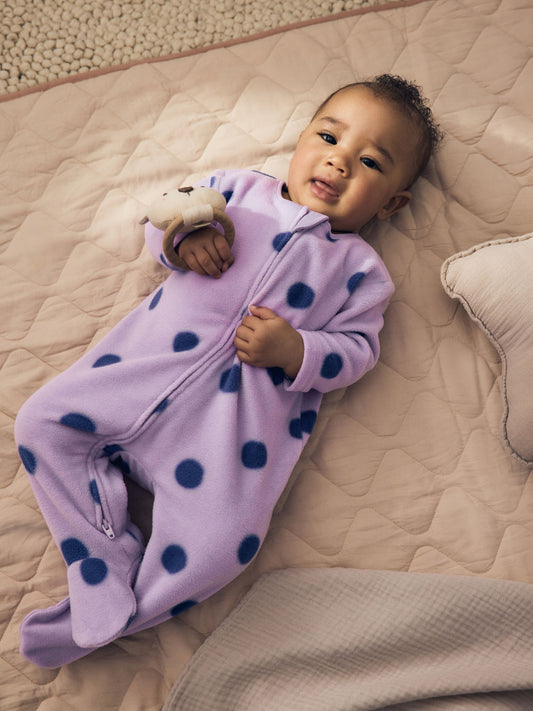 Purple/Pink Two Way Zip Micro Fleece Sleepsuits 2 Pack image 2