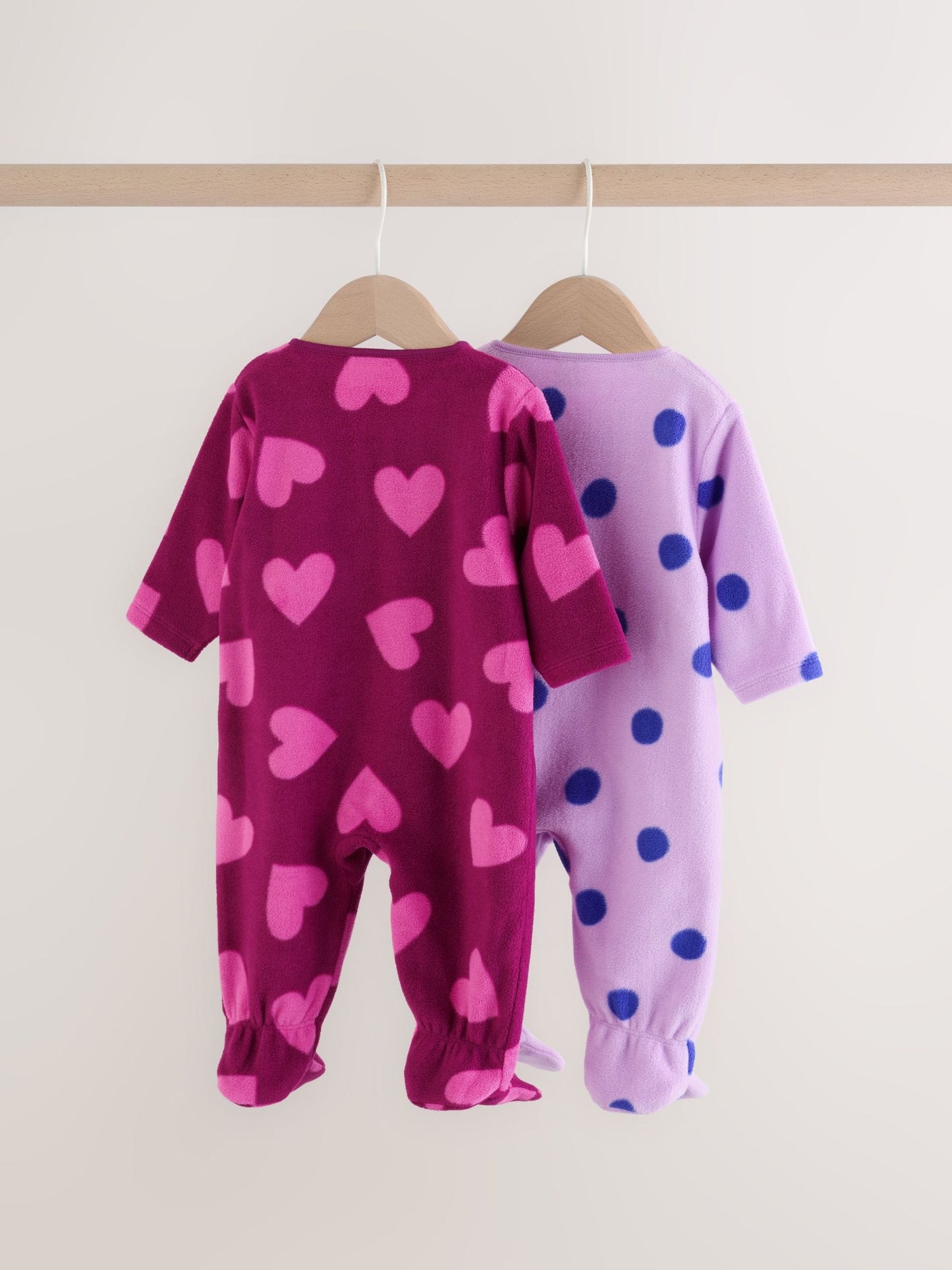 Purple/Pink Two Way Zip Micro Fleece Sleepsuits 2 Pack image 9