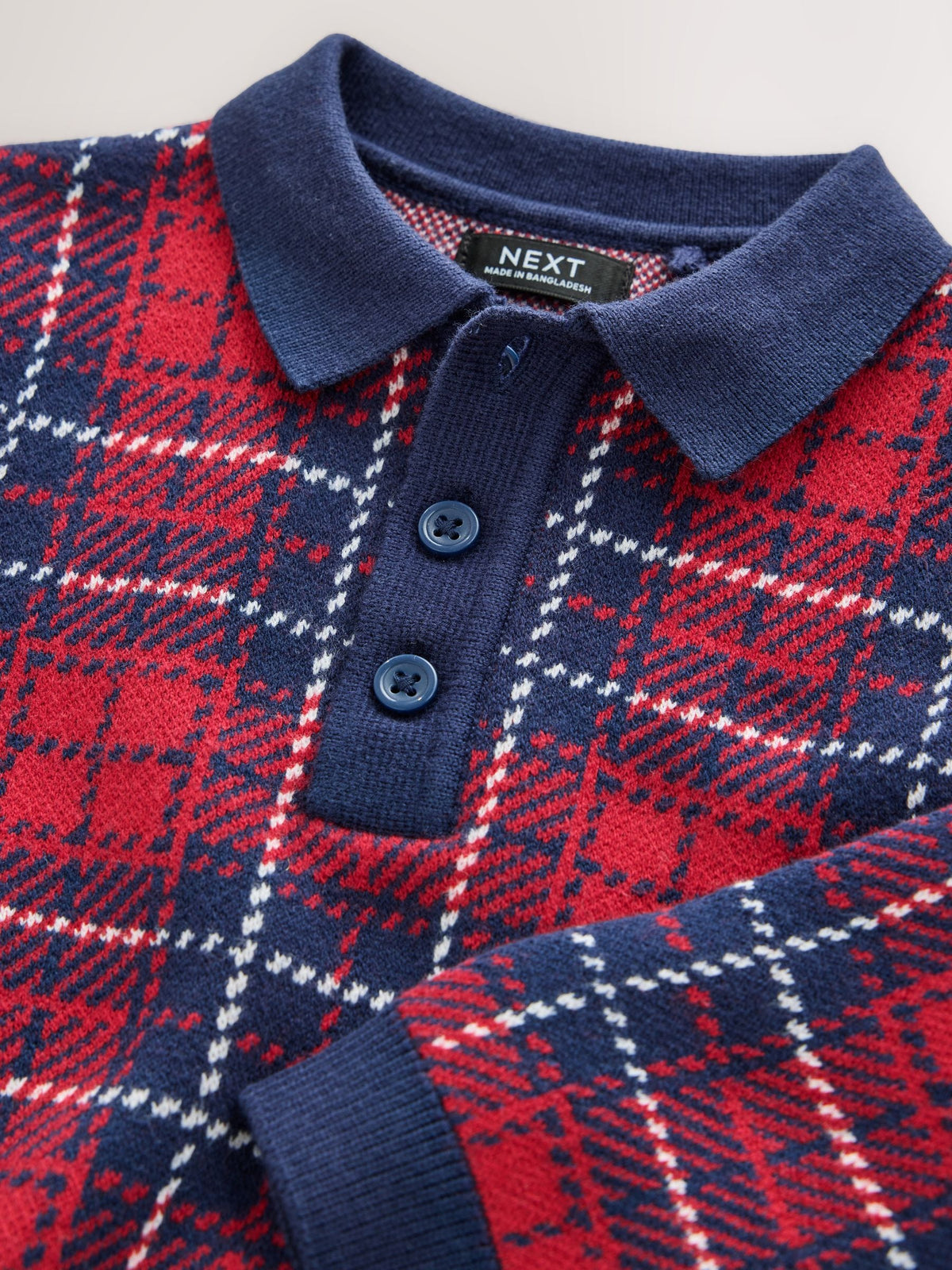 Red Popper Neck Check Polo Shirt (3mths-7yrs) - image 15