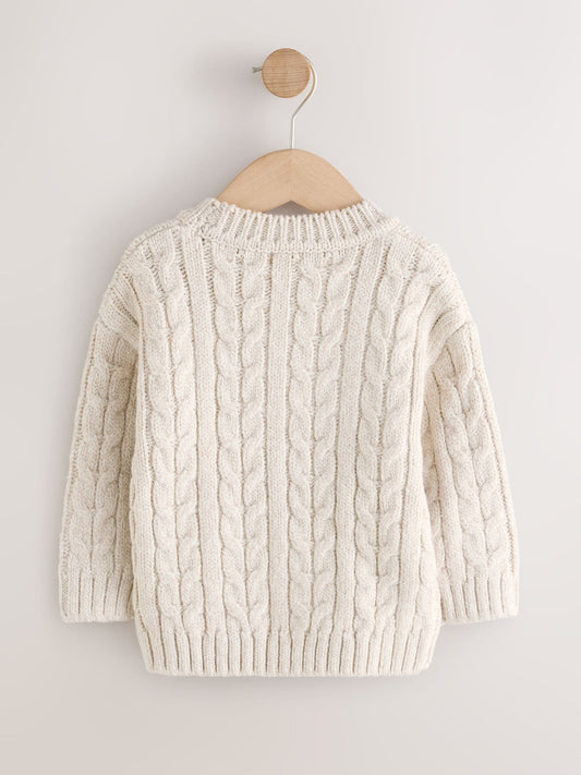 Dsiney Kidz - Neutral Cream Cable Knit Crew Neck Jumper (3mths-7yrs) image 2