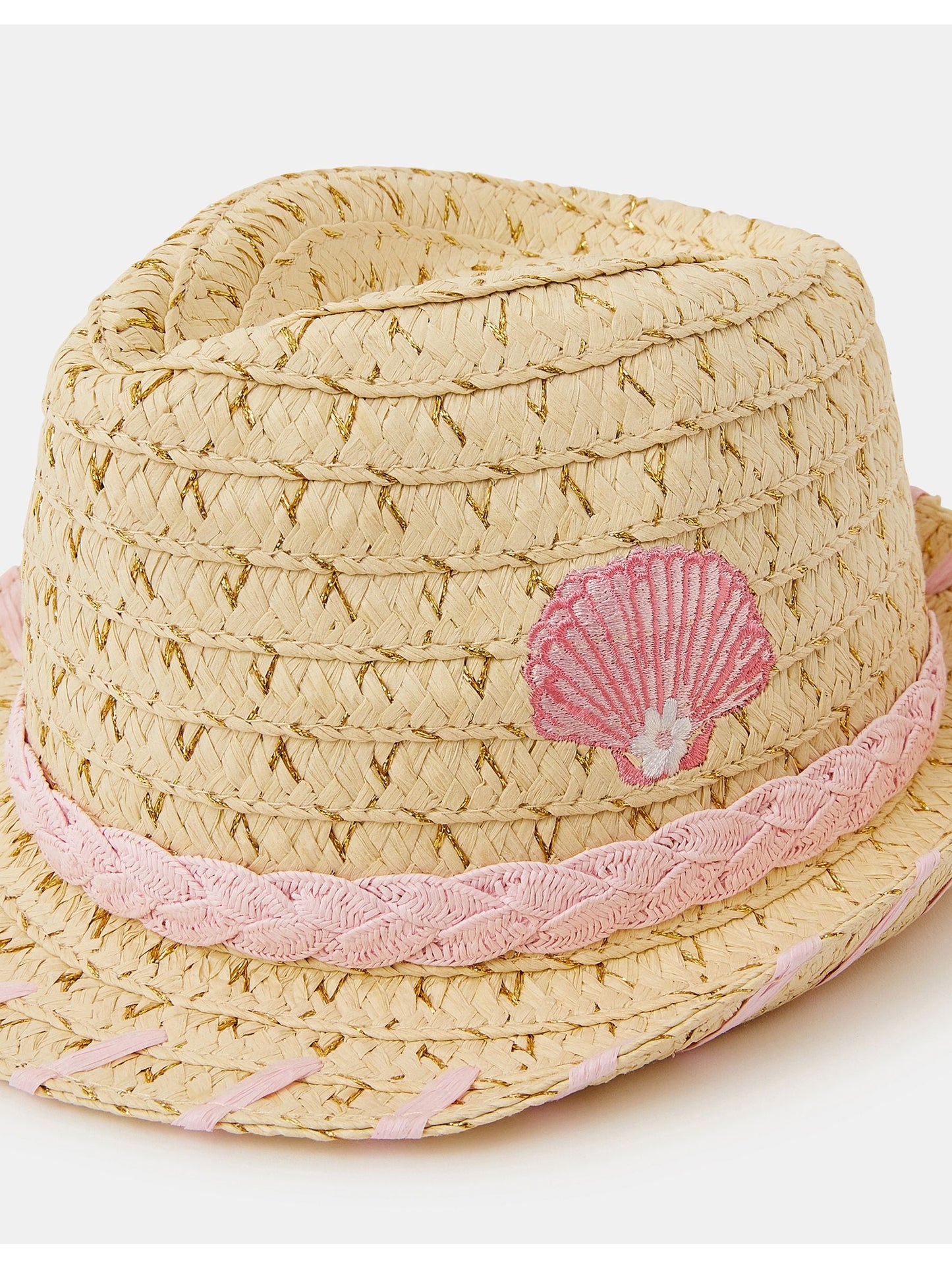 Angels By Accessorize Natural Seashell Straw Trilby Hat image 2