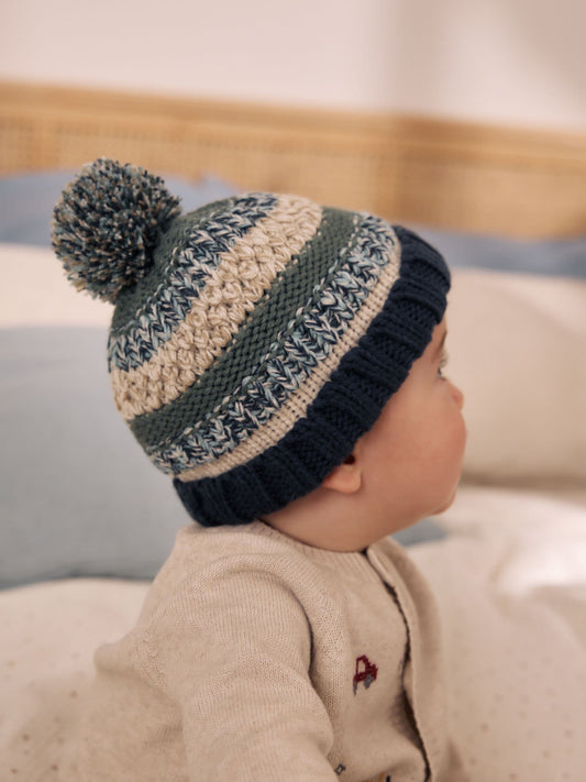 Dsiney Kidz - Mineral Stripe Knitted Baby Hat With Pom image 2