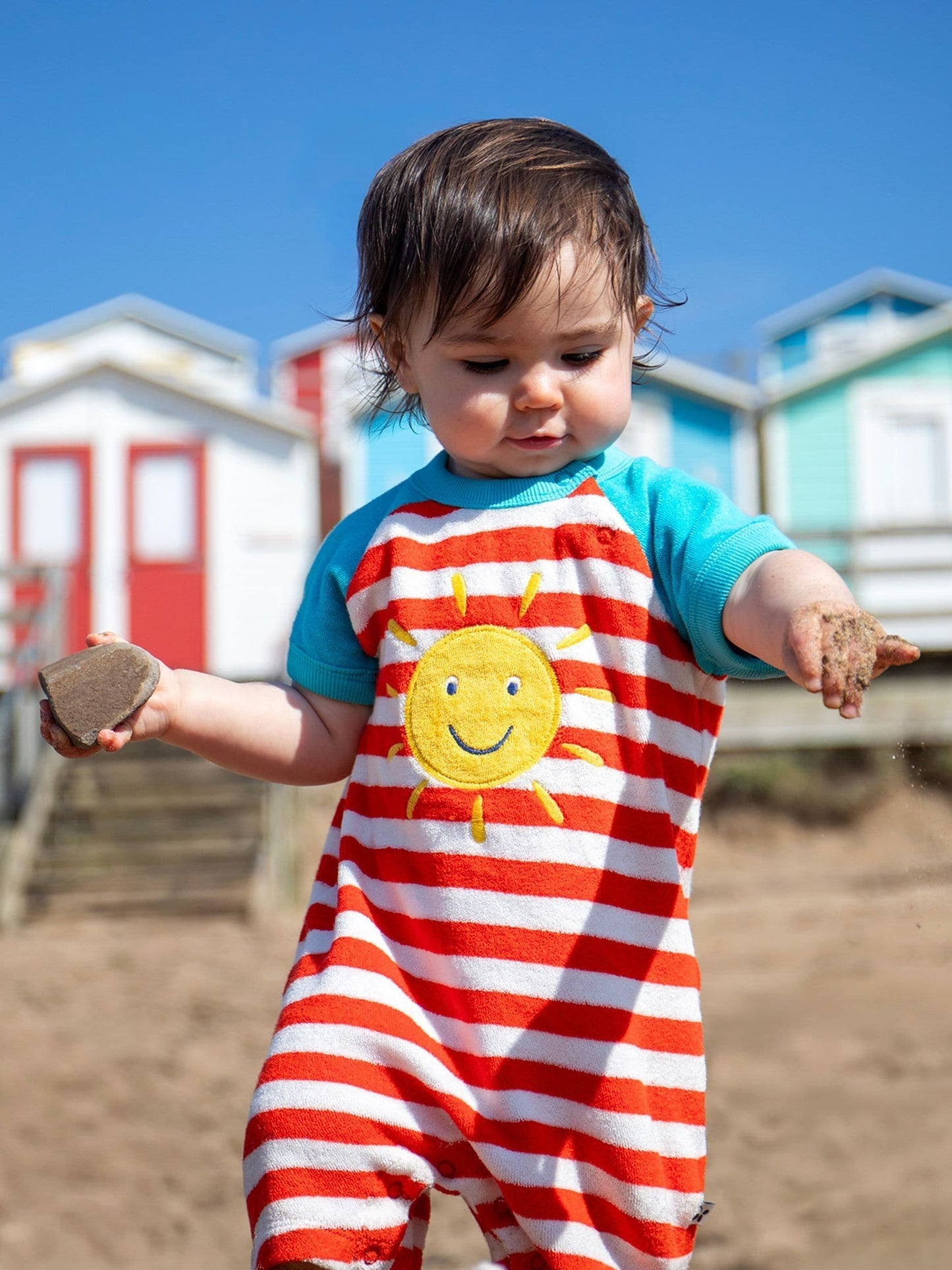 Frugi Red Shore Towelling Romper image 4