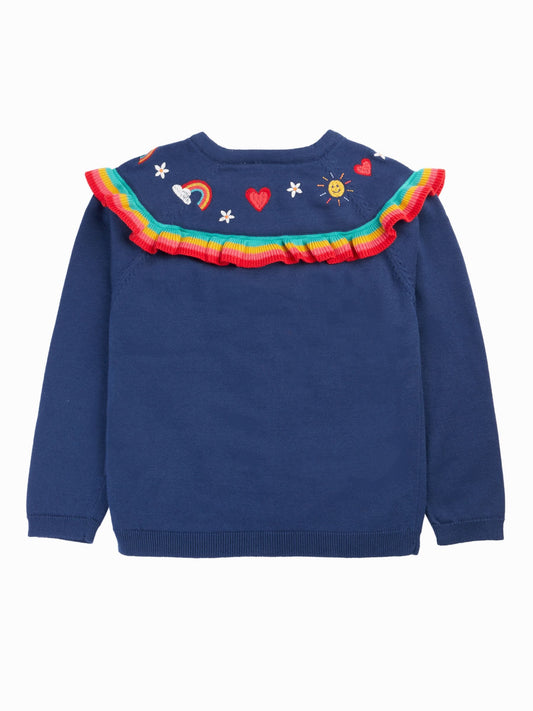 Dsiney Kidz - Frugi Blue Little Romi Ruffle Cardigan image 2
