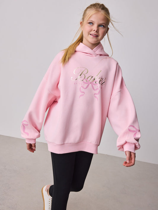 Baker by Ted Baker Oversized Bow Graphic Pink Hoodie image 2