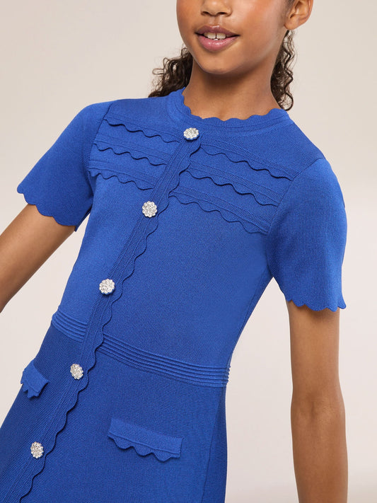 Dsiney Kidz - Lipsy Cobalt Blue Short Sleeve Knit Dress (5-16yrs) image 2