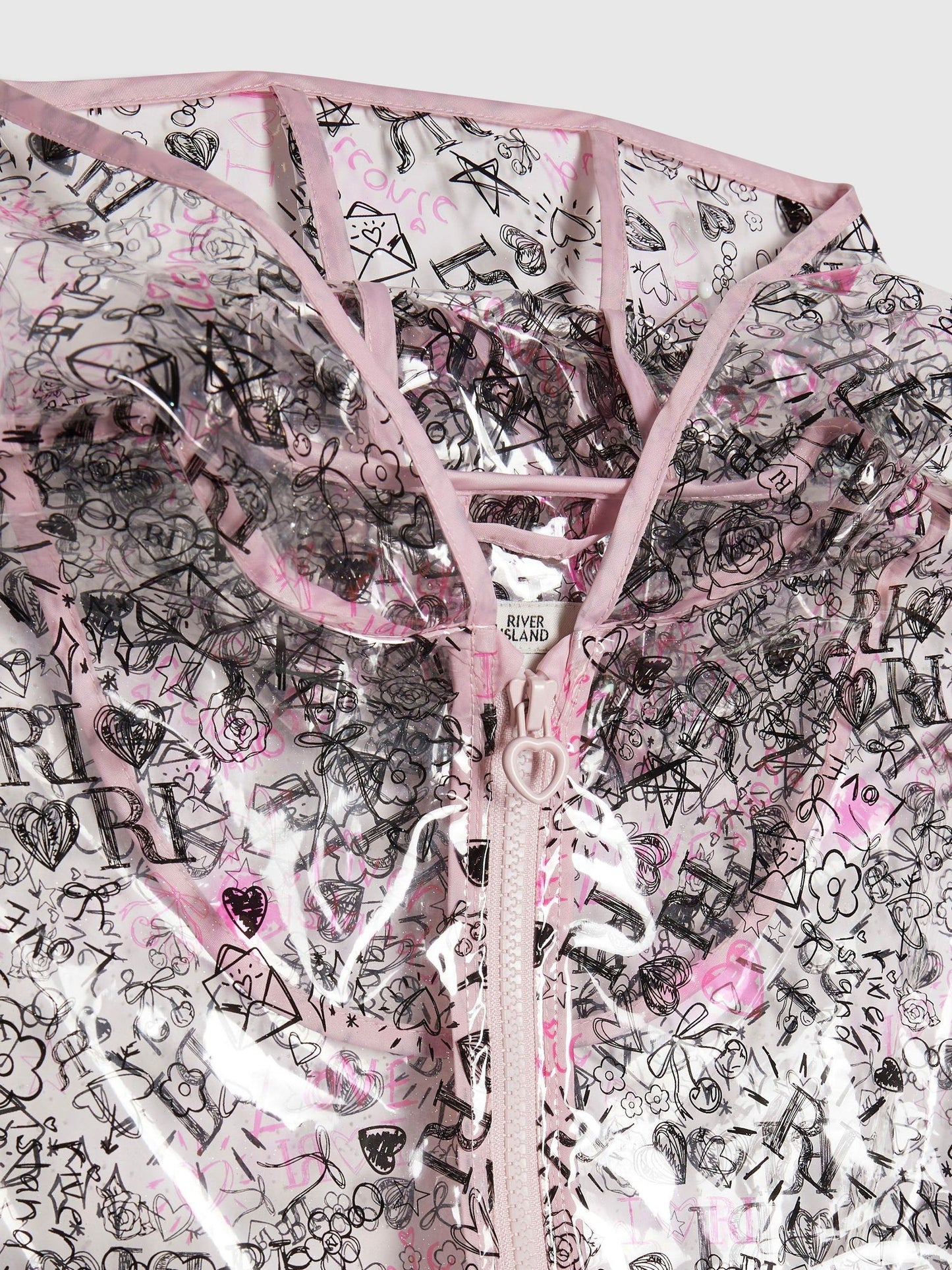 Dsiney Kidz - River Island Black Graffiti Glitter Hooded Rain Jacket image 4