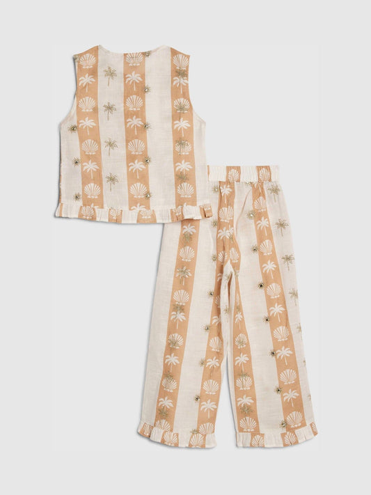 Dsiney Kidz - River Island Cream Shell Stripe Waistcoat & Trousers Set image 2