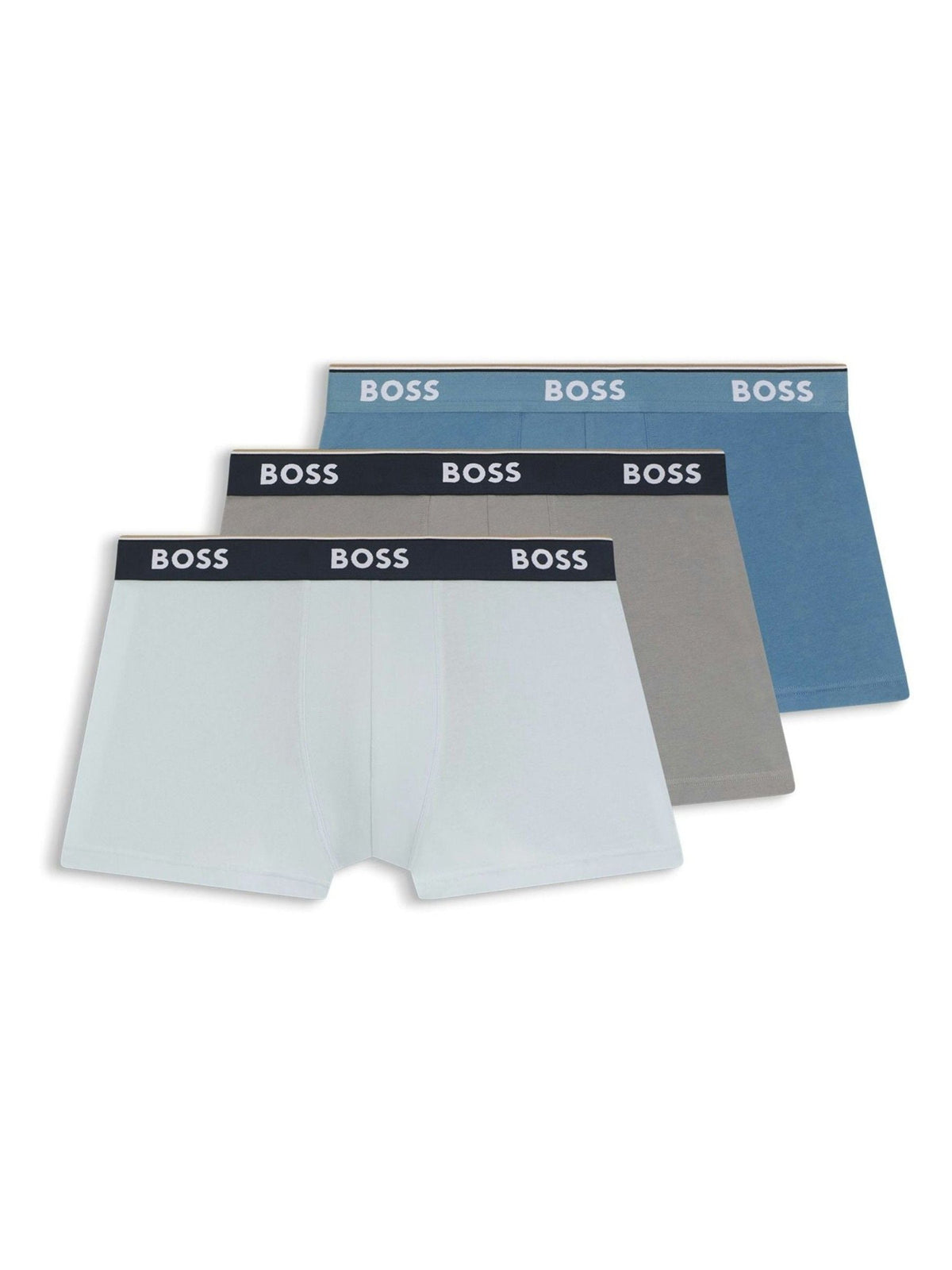 Dsiney Kidz - BOSS White/Grey/Blue Power Logo Boxer Trunks 3 Pack image 1