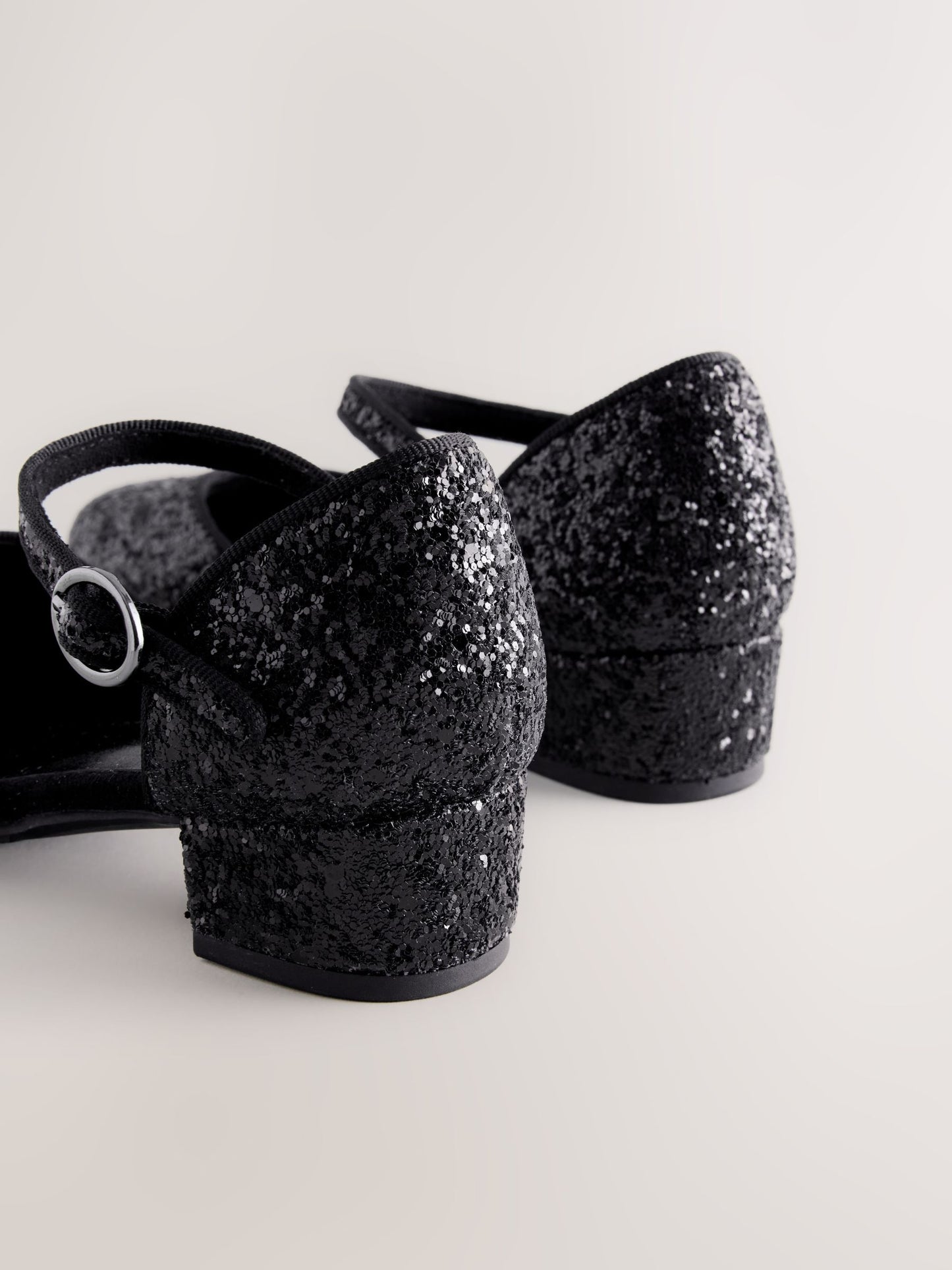 Black Glitter Wide Fit (G) Two Part Heeled Shoes image 5