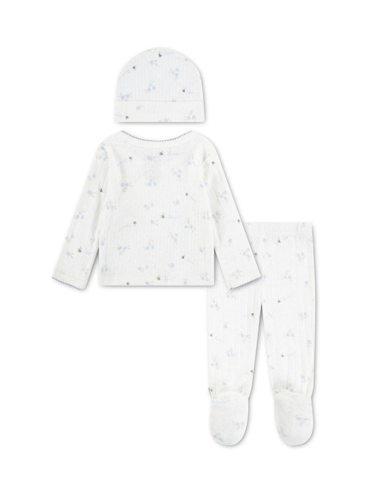 Huggies Blue Ribbed Top Leggings & Hat Set image 2