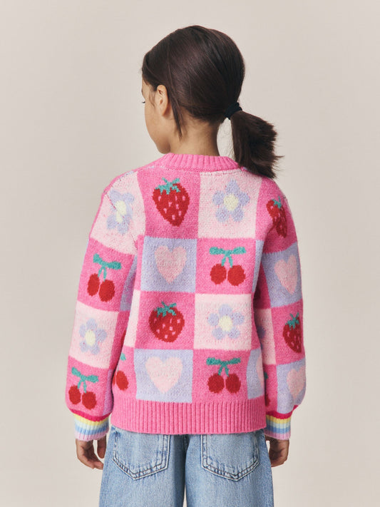 Dsiney Kidz - Little Bird by Jools Oliver Pink Fruit Checkerboard Jumper image 2