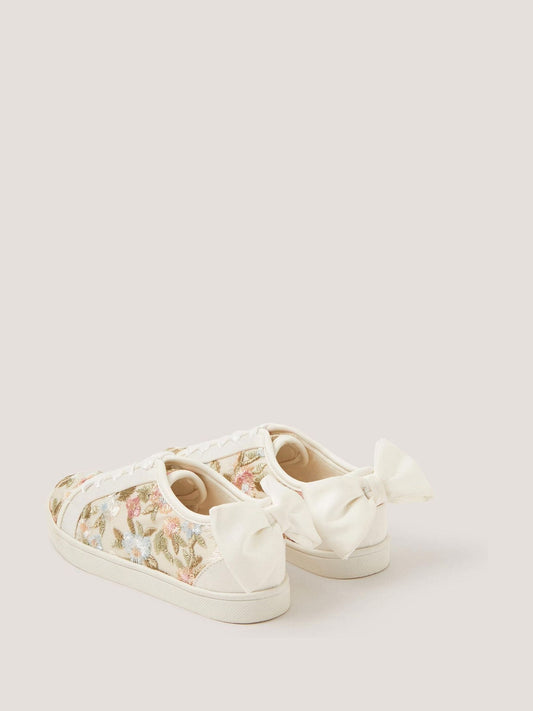 Monsoon Cream Floral Embroidered Trainers image 2