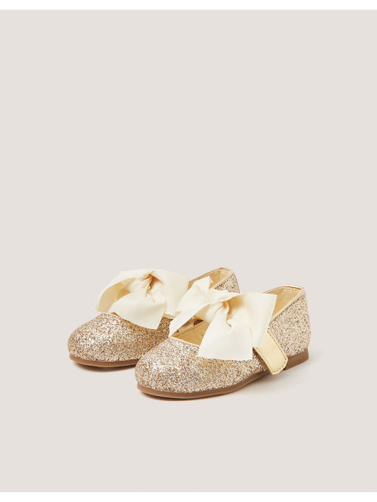 Dsiney Kidz - Monsoon Gold Glitter Bow Mary Jane Ballet Flats image 2