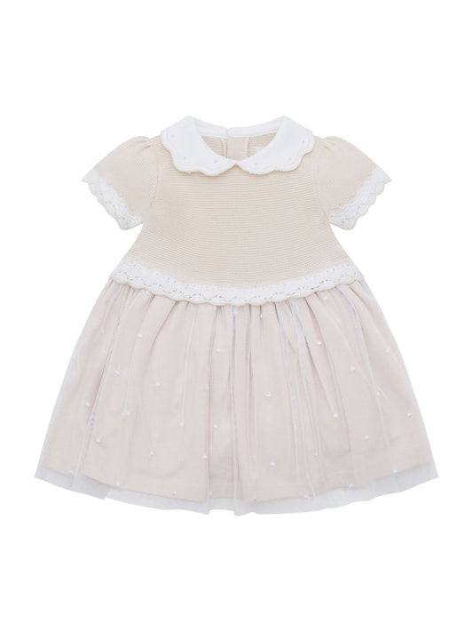Emile Et Rose Natural Lauren Dress With Knitted Upper Skirt Embroidered Tulle Overlay & Pants image 2