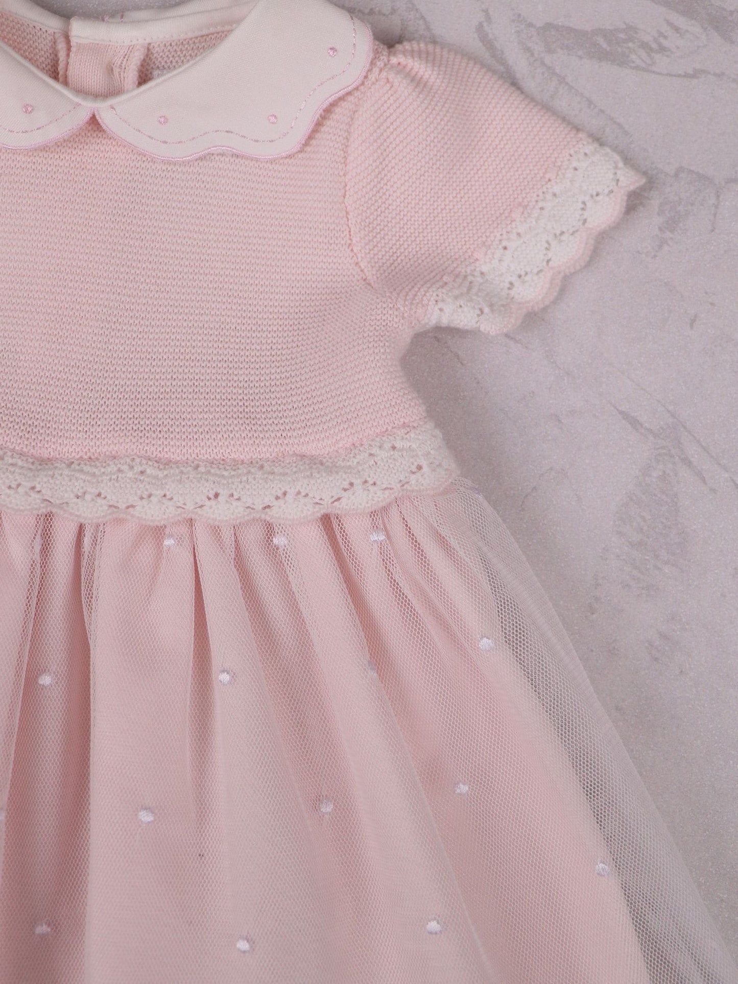 Emile Et Rose Pink Lauren Dress With Knitted Upper Skirt Embroidered Tulle Overlay & Pants image 4