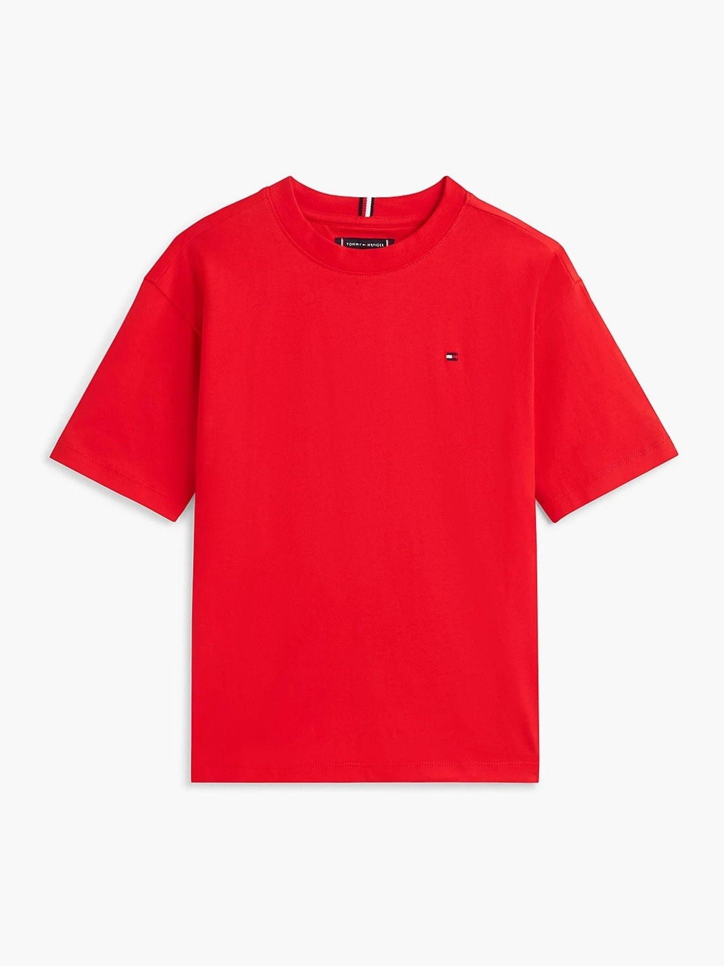 Tommy Hilfiger Red Essential Flag Embroidery Crew Neck T-Shirt image 5