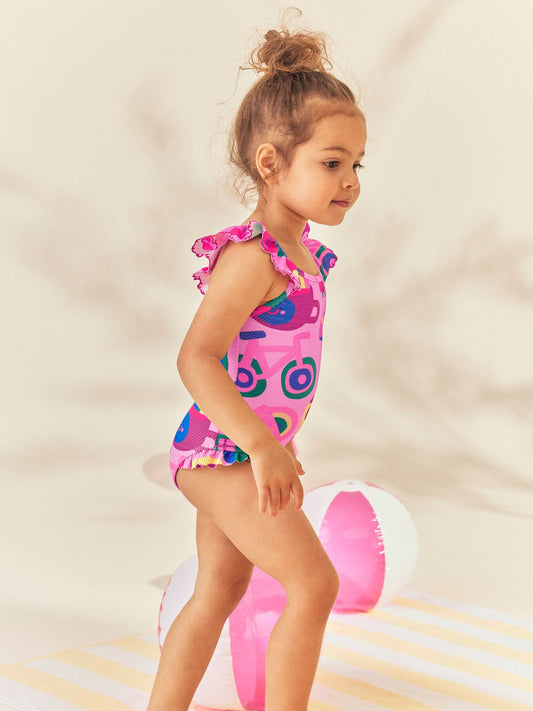 Dsiney Kidz - Pink Character Stampy Frill Swimsuit (3mths-7yrs) image 2