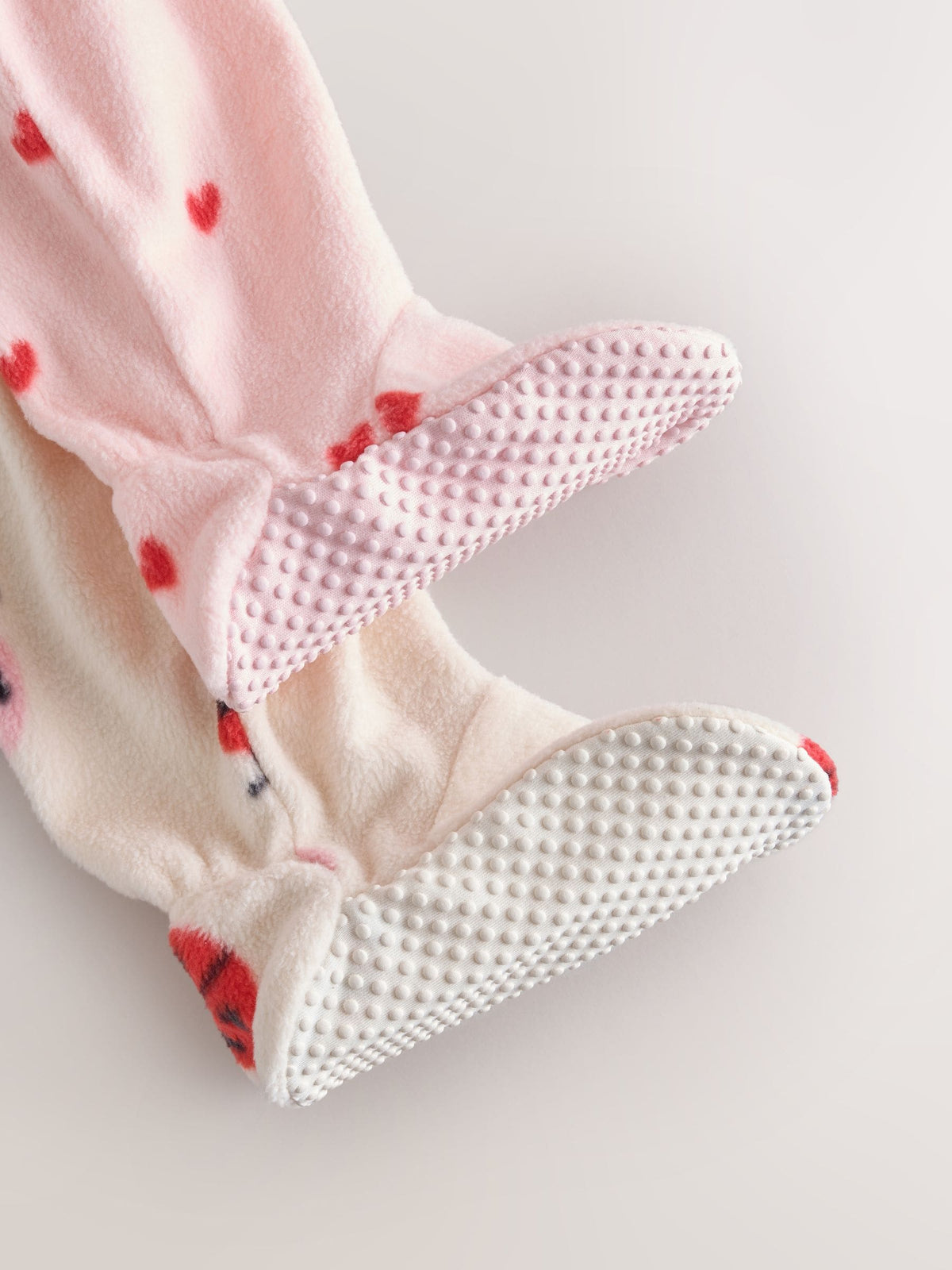 Pink/Cream Ladybird Micro Fleece Two Way Zip Baby Sleepsuits 2 Pack - image 5